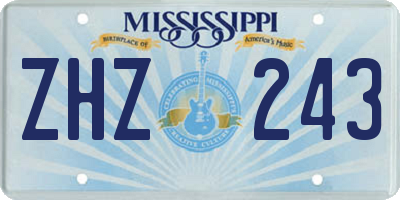 MS license plate ZHZ243
