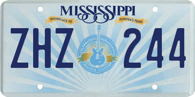 MS license plate ZHZ244