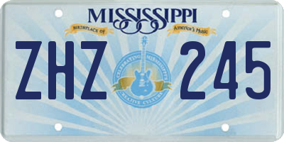 MS license plate ZHZ245