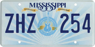 MS license plate ZHZ254