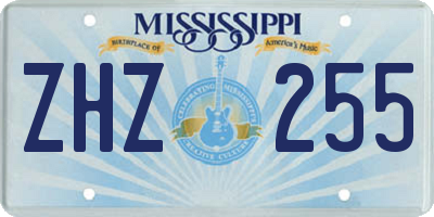 MS license plate ZHZ255