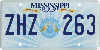MS license plate ZHZ263