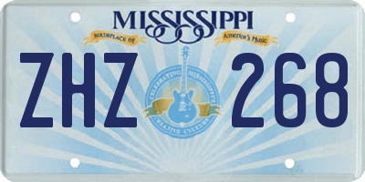 MS license plate ZHZ268