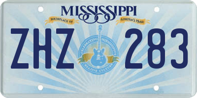 MS license plate ZHZ283
