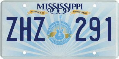 MS license plate ZHZ291