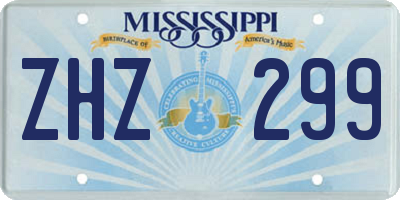 MS license plate ZHZ299