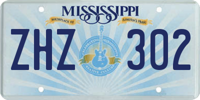 MS license plate ZHZ302