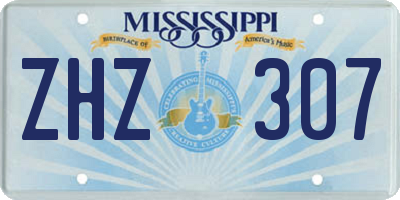 MS license plate ZHZ307