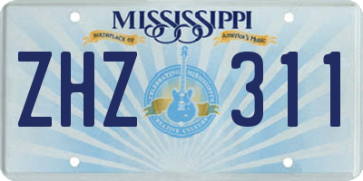 MS license plate ZHZ311
