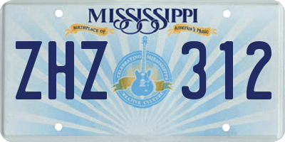MS license plate ZHZ312