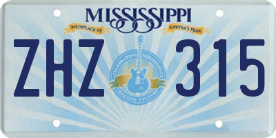 MS license plate ZHZ315