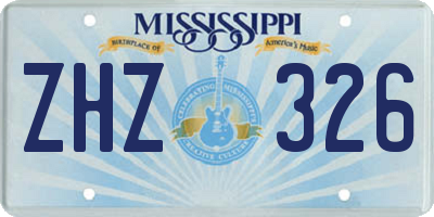 MS license plate ZHZ326