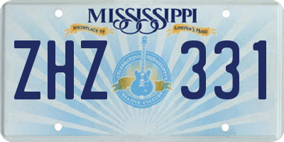 MS license plate ZHZ331