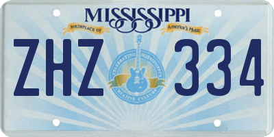 MS license plate ZHZ334
