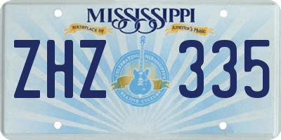 MS license plate ZHZ335