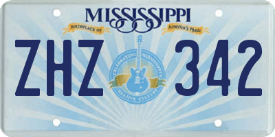 MS license plate ZHZ342