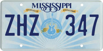 MS license plate ZHZ347