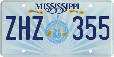 MS license plate ZHZ355