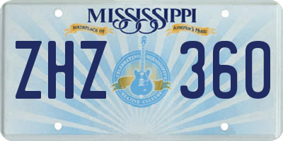 MS license plate ZHZ360