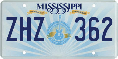 MS license plate ZHZ362