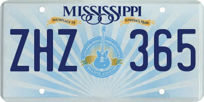 MS license plate ZHZ365
