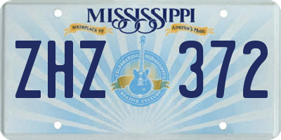 MS license plate ZHZ372