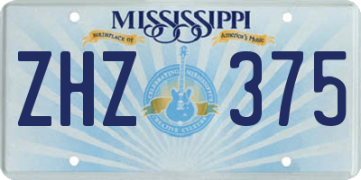 MS license plate ZHZ375