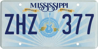 MS license plate ZHZ377