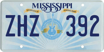 MS license plate ZHZ392