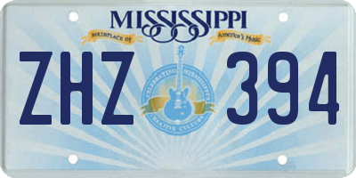 MS license plate ZHZ394
