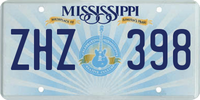 MS license plate ZHZ398