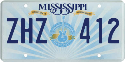 MS license plate ZHZ412
