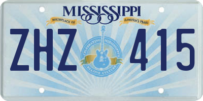 MS license plate ZHZ415