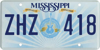 MS license plate ZHZ418