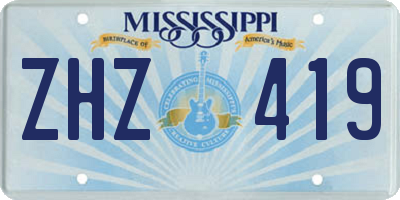 MS license plate ZHZ419