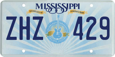MS license plate ZHZ429