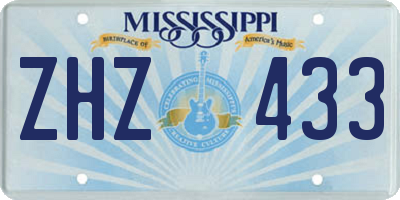 MS license plate ZHZ433