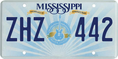 MS license plate ZHZ442