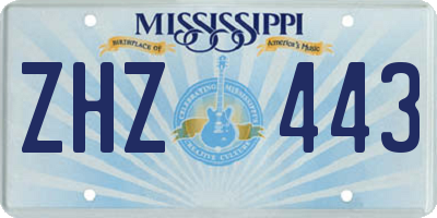 MS license plate ZHZ443
