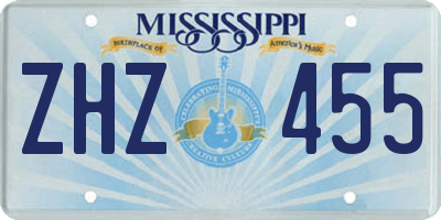 MS license plate ZHZ455