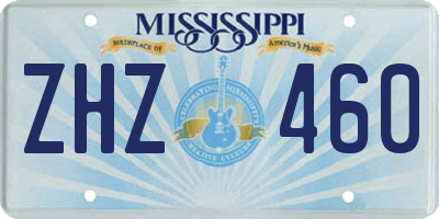 MS license plate ZHZ460