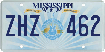 MS license plate ZHZ462