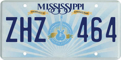 MS license plate ZHZ464