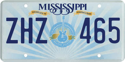 MS license plate ZHZ465