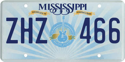 MS license plate ZHZ466
