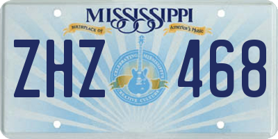 MS license plate ZHZ468