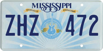 MS license plate ZHZ472