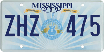 MS license plate ZHZ475