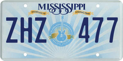 MS license plate ZHZ477