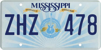 MS license plate ZHZ478